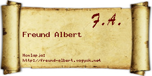Freund Albert névjegykártya